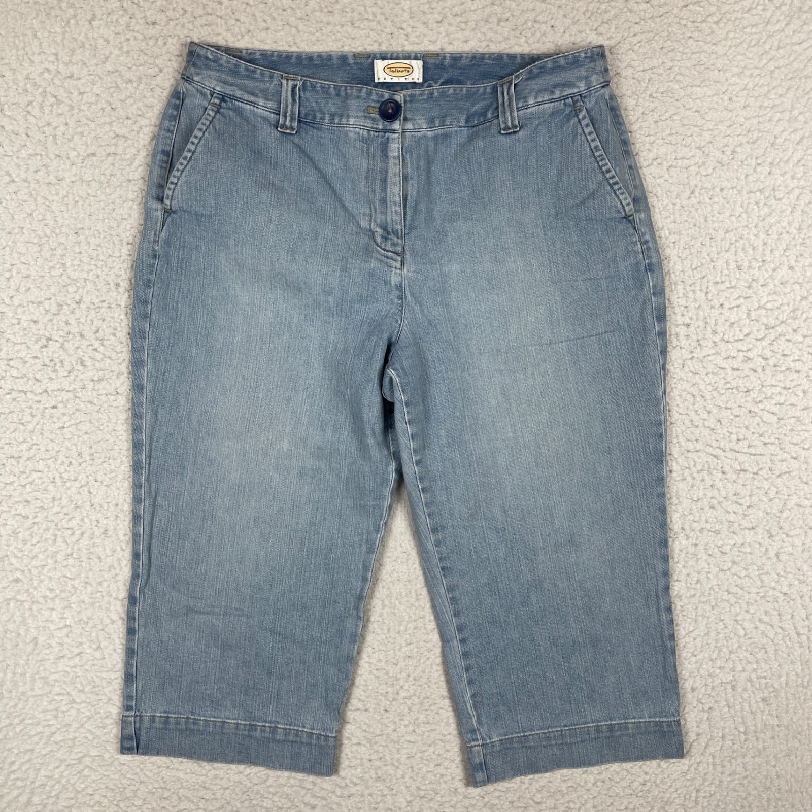 Talbots Capri Pants Women 14p Light Blue Stretch Denim Cropped Jeans Casual